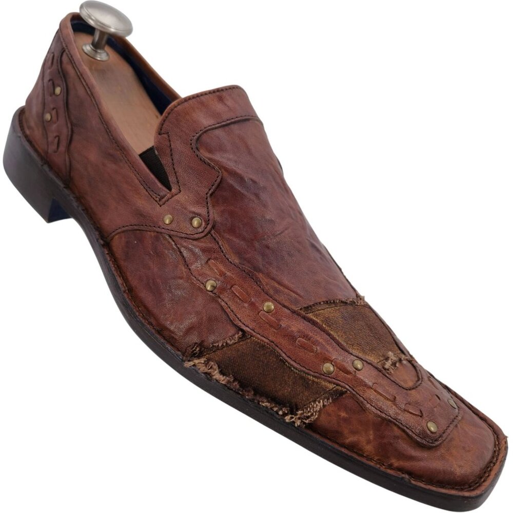 NEW Mark Nason ITALY Rock Never Dies Mens 13 Brown Leather Slip-on Loafers Shoes